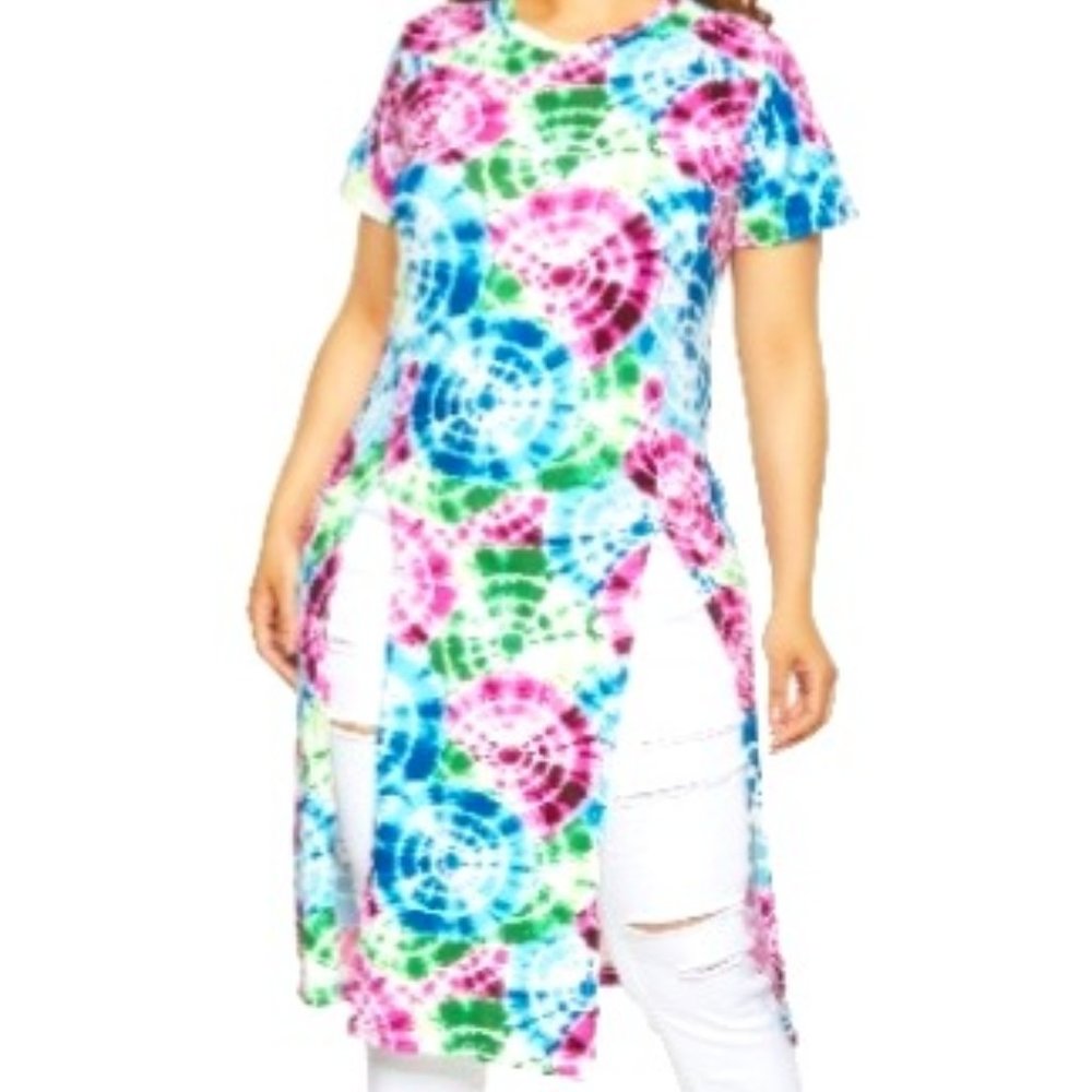 ROUGE COLLECTION PRINTED FRONT SLIT MAXI WOMEN'S TOP
